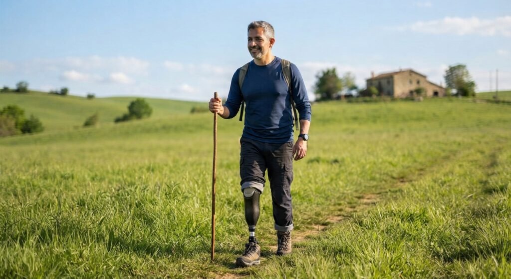 Cómo caminar sobre pasto con prótesis de pierna